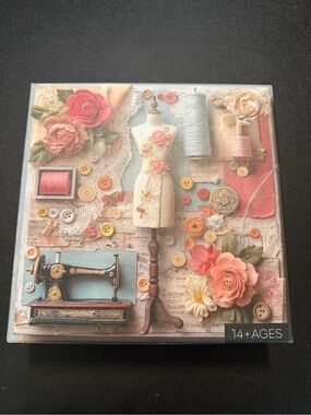 Vintage Sewing Collage Wall Art with Floral Accents 1,000 pieces